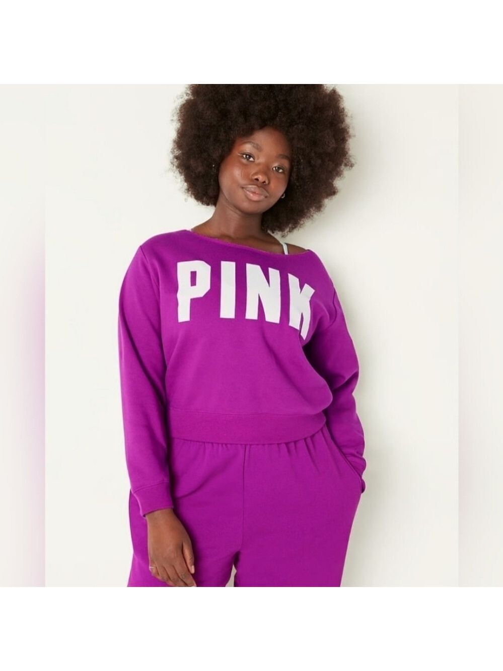 PINK Fleece Cropped Sweatshirt